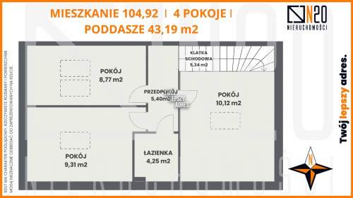5 pokojowe mieszkanie 105 m2 z dużym tarasem 