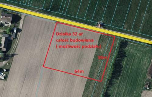 Działka 32ar budowlana w b. dobrej cenie Nowodwór