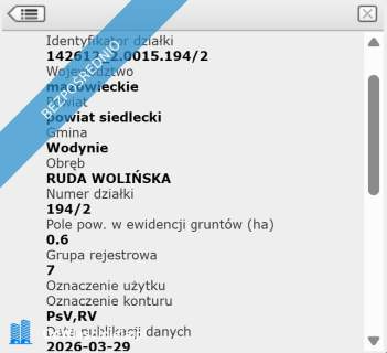 Grunty rolne Ł4 2.16ha Ruda Wolińska 08-117 23km od Siedlec O