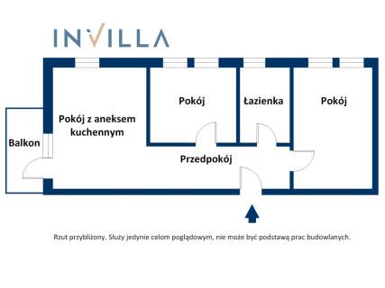 Trzypokojowy apartament o powierzchni 58 m2