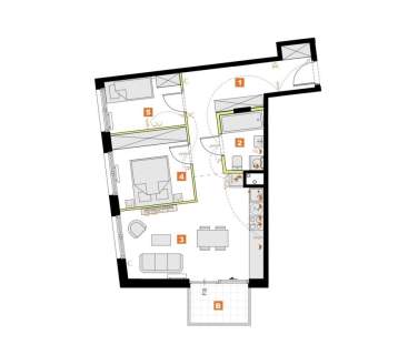 Ciche 3 pokoje z balkonem 55 m Mokotów/Włochy