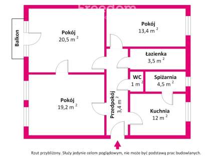 3 pokojowe mieszkanie z osobną kuchnią