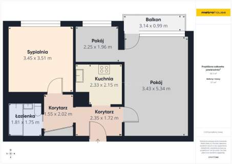 Ochojec - ul. Jankego - 2 pokoje 1 - 47,37 m2.