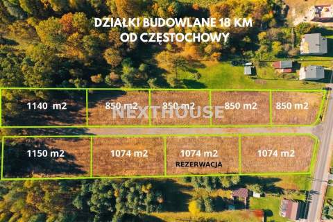 Działki budowlane 850-1150 m2 blisko Częstochowy