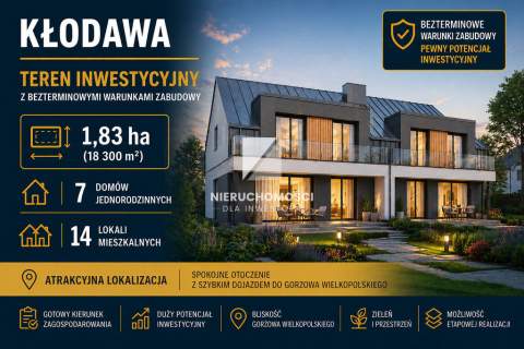 Kłodawa, 1,830 ha, WZ, 7 budynków jednorodzinnych