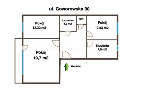 Przestronne 3 pokoje z dużym balkonem - 60,6 m 