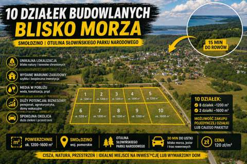10 działek Smołdzino 1200  1600 m WZ