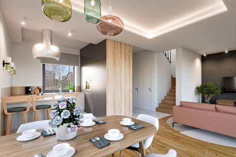 Bliźniak z pompą ciepła na działce 332m2