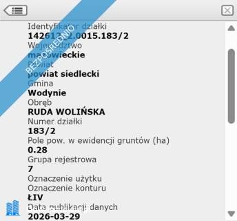 Grunty rolne Ł4 2.16ha Ruda Wolińska 08-117 23km od Siedlec O