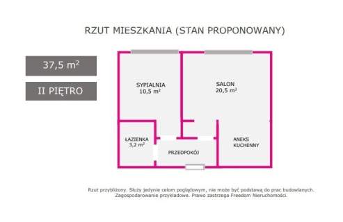 Kształtne 37,5m - kawalerka lub 2 pokoje