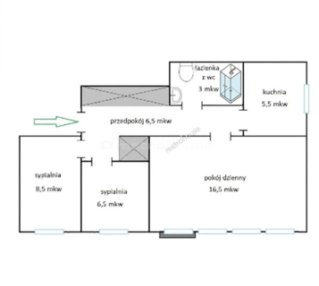 Siedlce. 46,4 m2. 3 pokoje. 1 piętro.