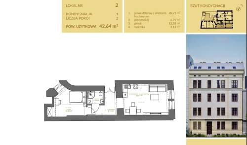DWA POKOJE - KROWODERSKA - STARE MIASTO, 42,64 M2