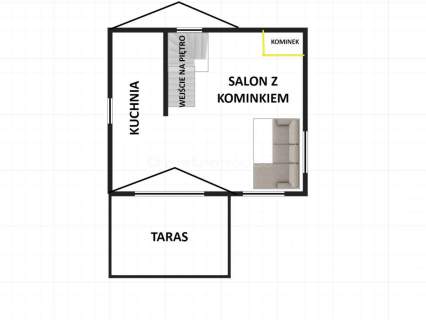 Dom rekreacyjny w lesie nad potokiem.