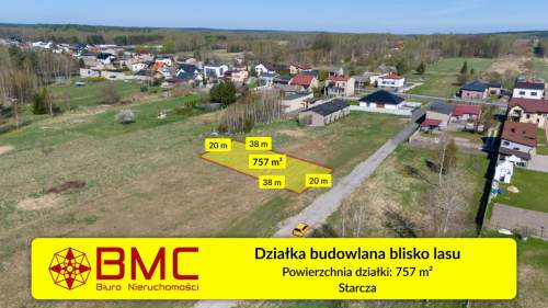 BMC Działka 757m2- Starcza, ulica Rzeczna Woda Gaz