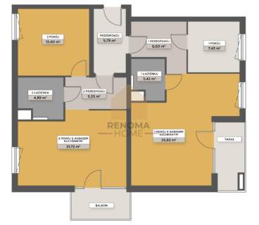 Stare Miasto Salon 3sypialnie balkon parking