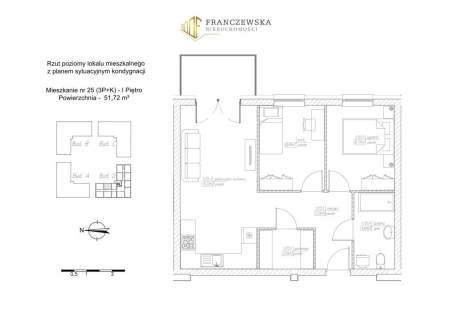 3-pokojowe mieszkanie z balkonem