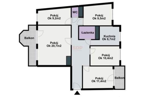 5 pokoi 89 m2 Centrum Wrocławia - Plac Bema 2 balkony Winda