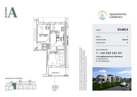 Mieszkanie 37m2 nad jeziorem Apartamenty Lubikowo