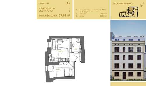 DWA POKOJE - KROWODERSKA - STARE MIASTO, 37,94 M2
