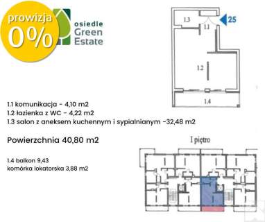 Mieszkanie 2 pokoje Green Estate z komórką lok.