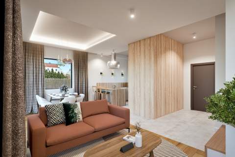 Bliźniak z pompą ciepła na działce 332m2