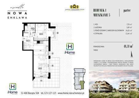 2 pokojowe mieszkanie w centrum - Balkon narożny