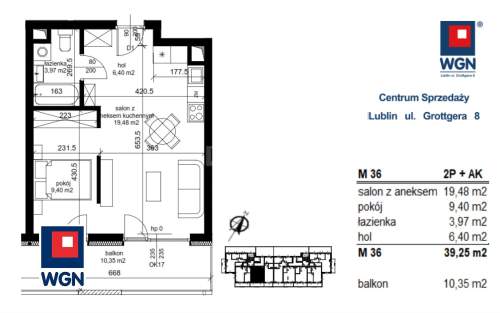 Mieszkanie na sprzedaż, 39,25 m2, Łęczna