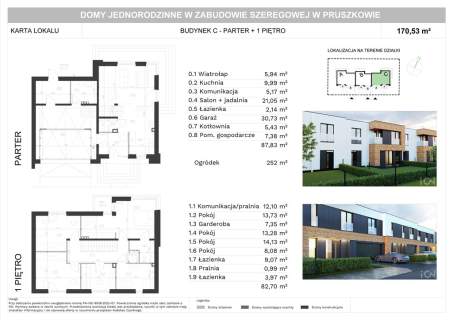 Skrajny dom z dwoma miejscami w garażu i ogrodem