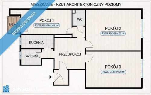 Mieszkanie ul. Mazowiecka 83,1m2 - 3 pokoje bezpośrednio