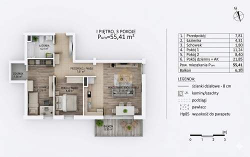 Tarninów/Kwadrat 3 pokoje duży salon balkon