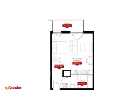 42,3 m Duża loggia 6,69 m