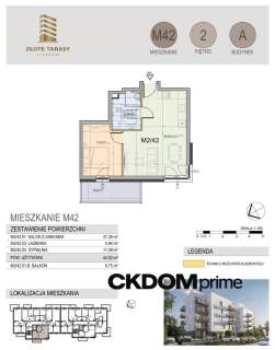 M42 44,52 m 2 pokoje balkon 2 piętro