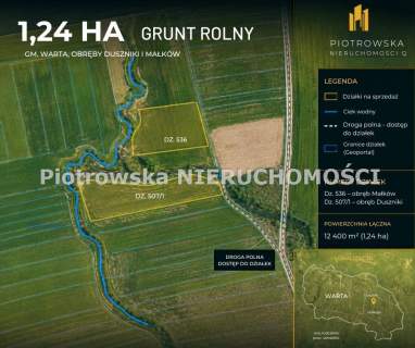 Działka rolna na sprzedaż, 12400 m2, Małków