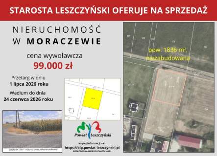 Przetarg - atrakcyjna działka w Moraczewie