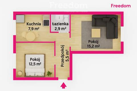 Mieszkanie 2 pokoje, do wykończenia, 46 m
