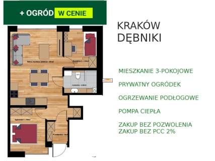 Mieszkanie 3-pok z ogrodem Dębniki Kraków
