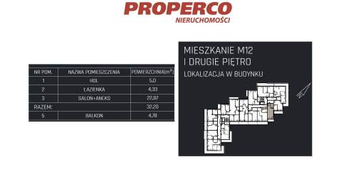 Mieszkanie 1 pok., 32,20m2, 2p, Jędrzejów