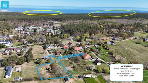 Działka 3412 m Mikoszewo , MPZP, ok. 2 km plaża
