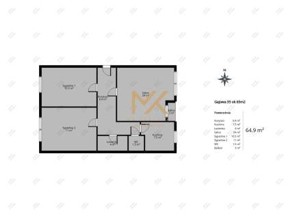 3 pokoje 64 m Huby Balkon Winda Lokalizacja