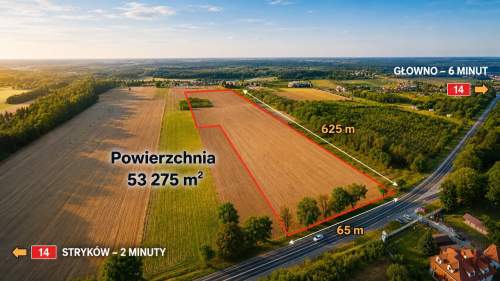Działka inwestycyjna na sprzedaż, 53275 m2, Bratoszewice