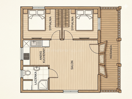 Nowy drewniany domek i 2000m2 działki budowlanej