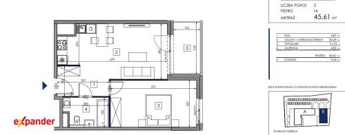 2 pokoje 46 m balkon od ręki