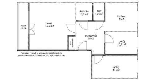 3 pokoje z potencjałem, osiedle Podleśne 61,28 m2