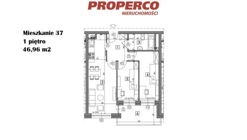 Mieszkanie 3 pok., 46,96 m2, ul. Żeromskiego