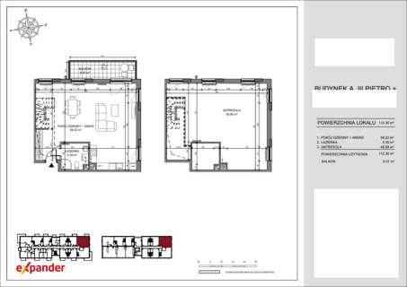 Dwupoziomowy apartament z antresolą 112 m balkon