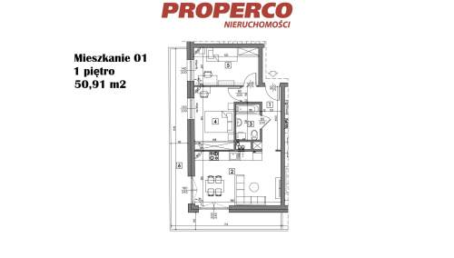 Mieszkanie 3 pok., 50,91 m2, ul. Żeromskiego