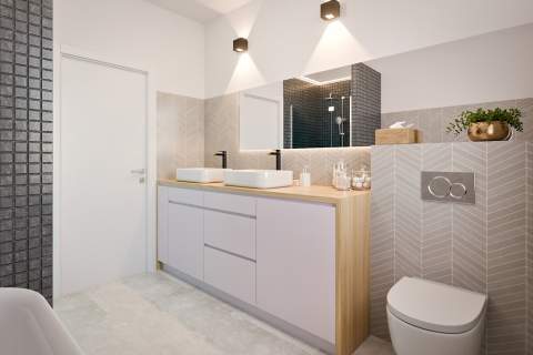 Nowoczesny dom, duży ogród, wysokość parteru 2,92m