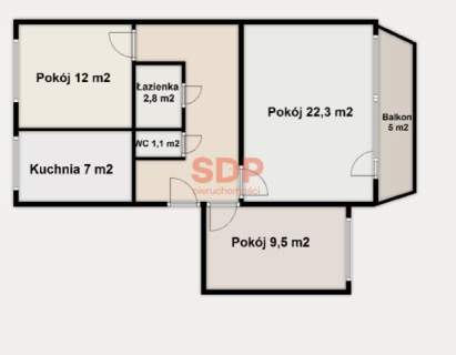 Zielona i rodzinna okolica 3 osobne pokoje z ładnym balkonem