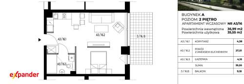 Apartament inwestycyjny 30,67 m2 balkon 9,18 m2