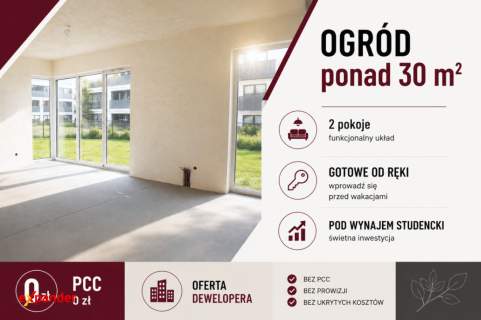 2 pokoje z ogrodem 32,62 m